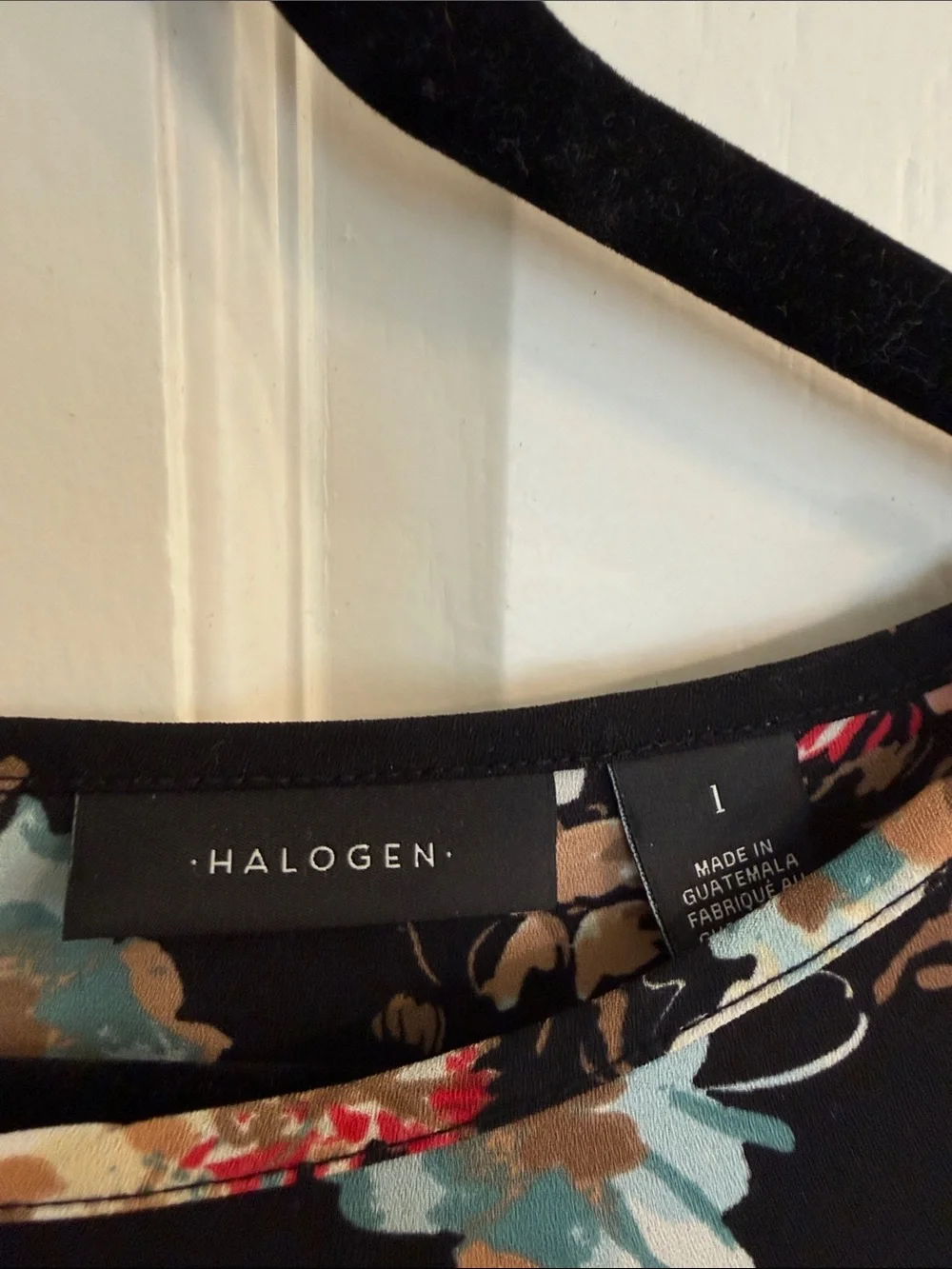 Halogen Black Floral Long-Sleeve Blouse